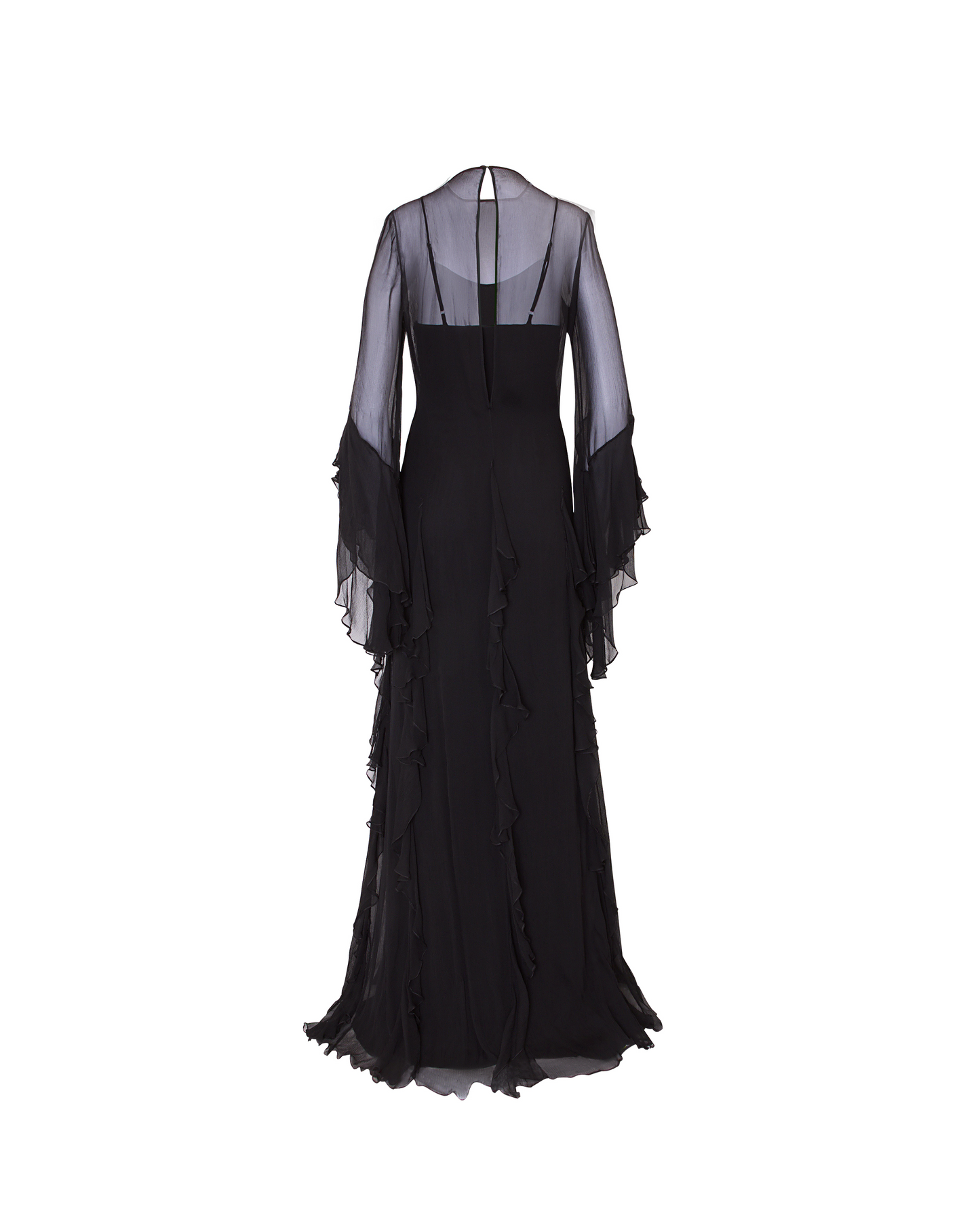 Cordelia Ruffled Crinkled Chiffon Gown